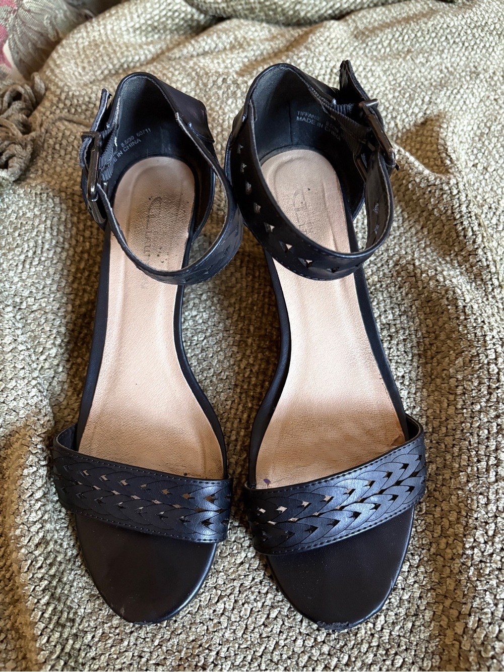 Women's Black Ankle-Strap Sandals - Classic Braided Front